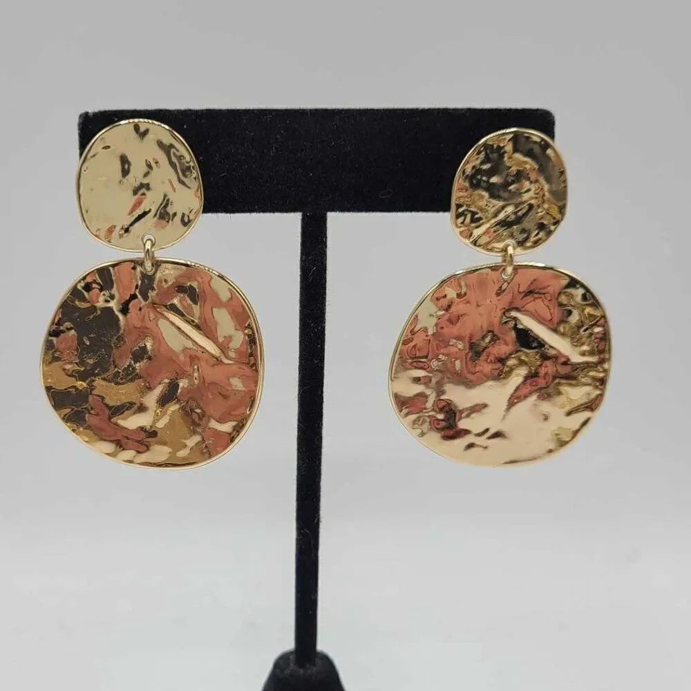 J Crew Gold Tone Hammered Disc Earrings NWOT! NEW!